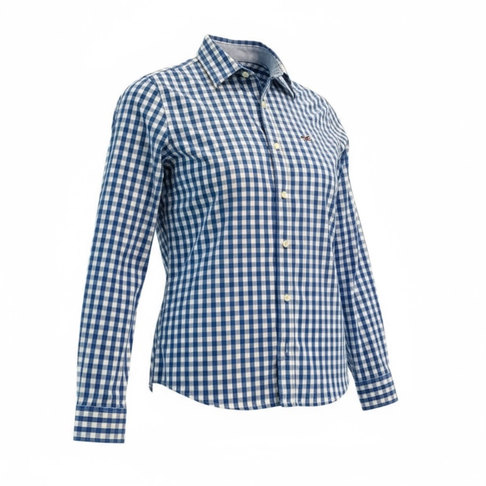 Hollister Women’s Vintage Blue and White Plaid Shirt